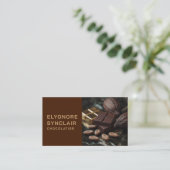 Simple Brown Chocolate Maker Photo Social QR Code  Visitenkarte (Stehend Vorderseite)