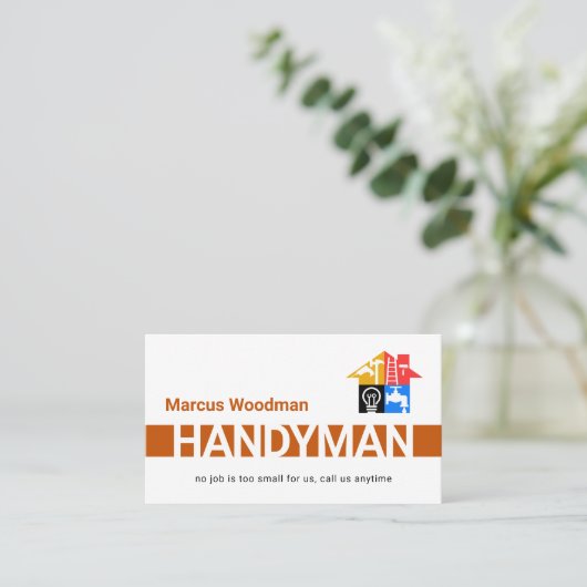 Simple Brown Handyman Striped Layer Visitenkarte (Stehend Vorderseite)