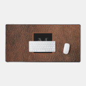 Simple Brown Leather Pattern Monogram Name  Schreibtischunterlage (Tastatur & Maus)