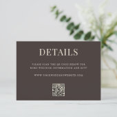 Simple Brown Modern QR Code Wedding Details Begleitkarte (Stehend Vorderseite)