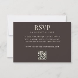 Simple Brown Modern QR Code Wedding RSVP Karte