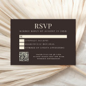 Simple Brown Modern Wedding RSVP Karte