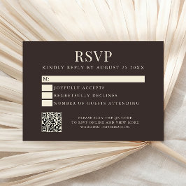 Simple Brown Modern Wedding RSVP Karte