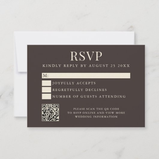 Simple Brown Modern Wedding RSVP Karte (Vorderseite)