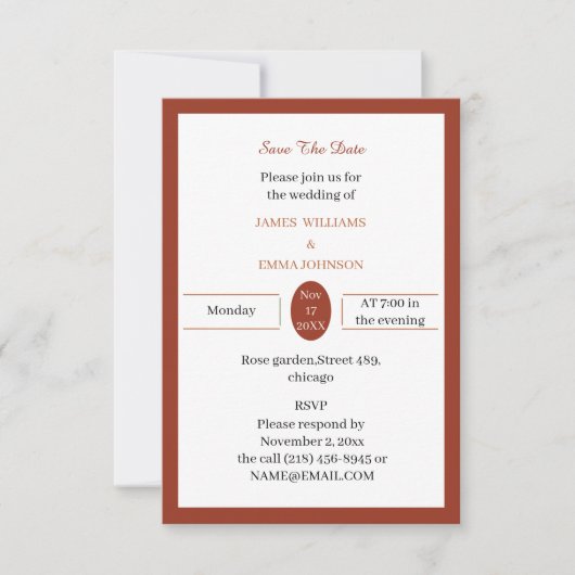 Simple Brown Personalisiert Save The Date (Vorderseite)