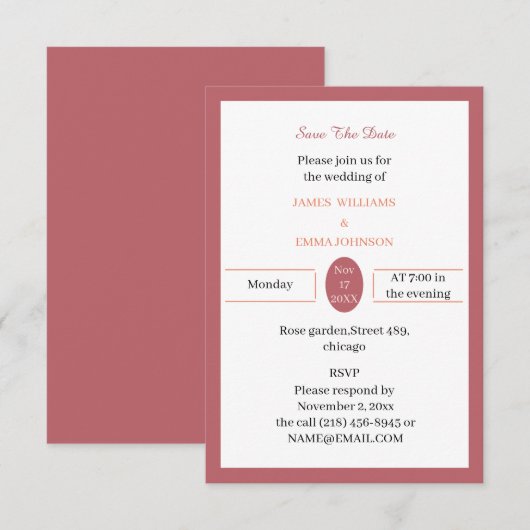 Simple Brown Personalisiert Save The Date (Vorne/Hinten)