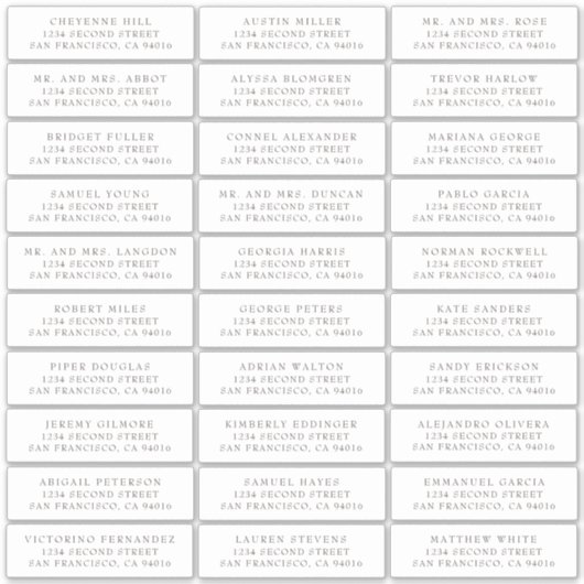 Simple Brown Serif Wedding Guest Address Labels (Vorderseite)