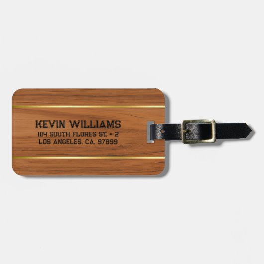 Simple Brown Wood Texture Gepäckanhänger (Vorderseite horizontal)