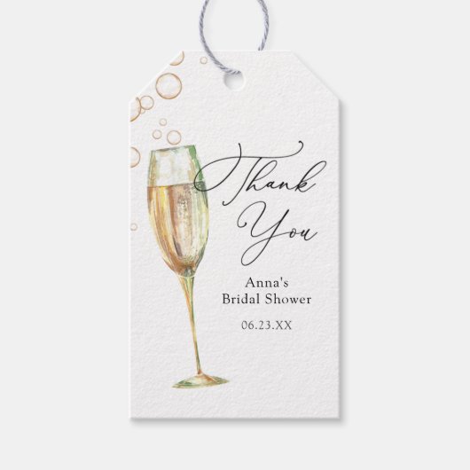 Simple Bubbly Champagne Danke Brautparty Geschenkanhänger (Vorderseite)