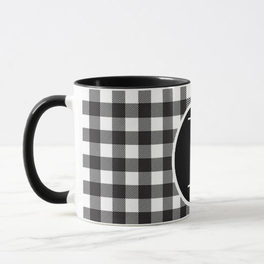 SImple Büffel karierte Monogramm-Tasse Tasse (Links)