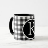SImple Büffel karierte Monogramm-Tasse Tasse (Vorderseite Links)