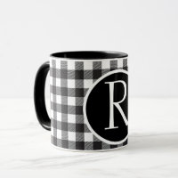SImple Büffel karierte Monogramm-Tasse