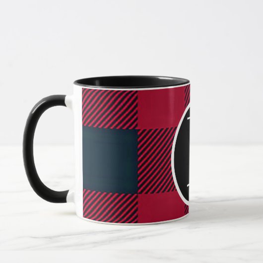 SImple Büffel karierte Monogramm-Tasse Tasse (Links)