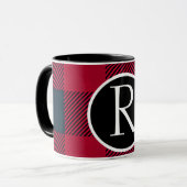 SImple Büffel karierte Monogramm-Tasse Tasse (Vorderseite Links)