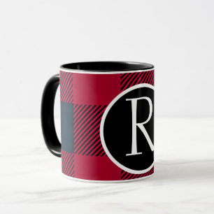SImple Büffel karierte Monogramm-Tasse Tasse