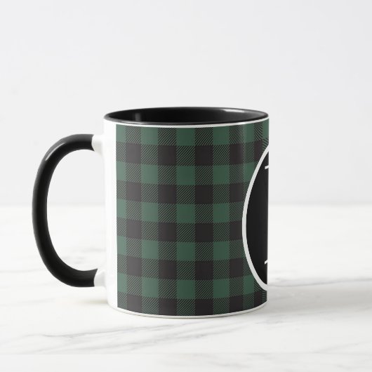SImple Büffel karierte Monogramm-Tasse Tasse (Links)