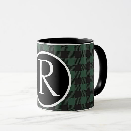 SImple Büffel karierte Monogramm-Tasse Tasse (VorderseiteRechts)