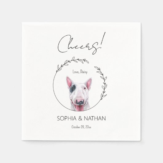 Simple Bull Terrier Dog Wedding Cocktail Serviette (Vorderseite)