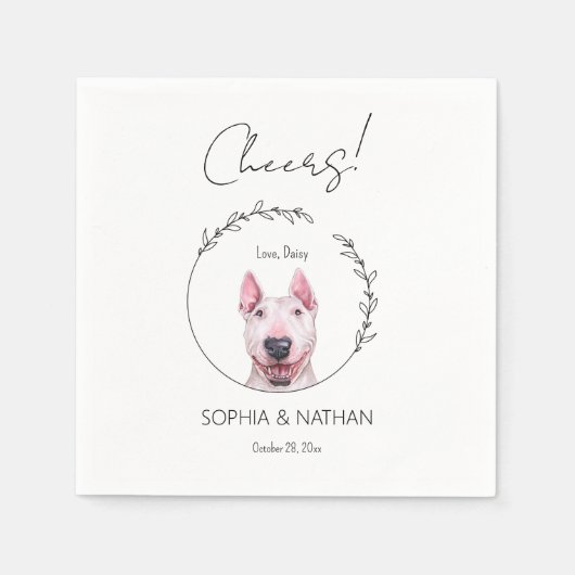 Simple Bull Terrier Dog Wedding Cocktail Serviette (Vorderseite)