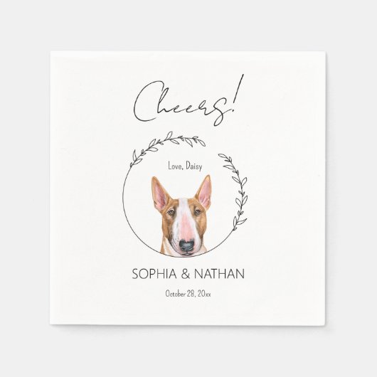 Simple Bull Terrier Dog Wedding Cocktail Serviette (Vorderseite)
