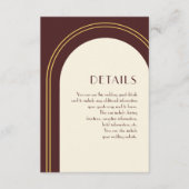Simple Burgundy Arch Wedding Guest Detail Begleitkarte (Vorderseite)