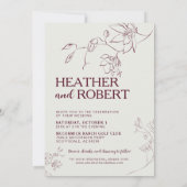 Simple Burgundy Botanical Boho Wedding Einladung (Rückseite)
