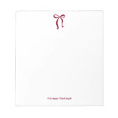 Simple Burgundy Bow Script Custom Name Script Notizblock (Vorderseite)