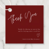 Simple Burgundy Brautparty Vielen Dank, dass Sie T Geschenkanhänger (Vorderseite)