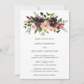 Simple Burgundy Fall Floral Elegante Hochzeit Einladung (Vorderseite)