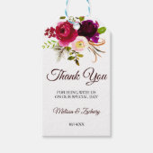 Simple Burgundy Floral Vielen Dank Geschenkanhänger (Vorderseite)
