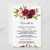 Simple Burgundy Floral Vow Renewal Einladung (Vorderseite)