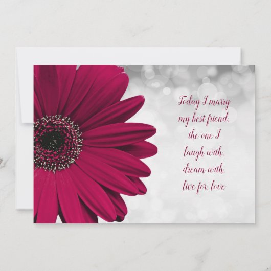Simple Burgundy Gerbera Daisy Wedding Einladung (Rückseite)