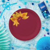Simple Burgundy Gold Greeneration Herbstfeier Pappteller (Party)