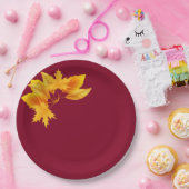 Simple Burgundy Gold Greeneration Herbstfeier Pappteller (Party)