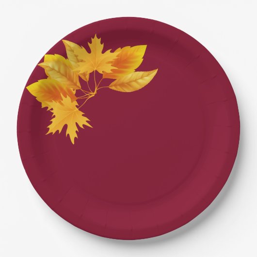 Simple Burgundy Gold Greeneration Herbstfeier Pappteller (Vorderseite)