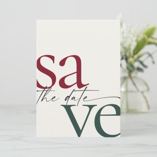 Simple Burgundy Hunter Green Foto Save the Date (Stehend Vorderseite)