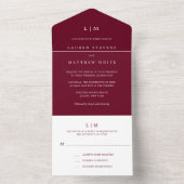 Simple Burgundy Monogram Elegant Wedding All In One Einladung (Innen Boden)