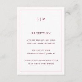 Simple Burgundy Monogram Elegant Wedding Begleitkarte