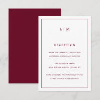Simple Burgundy Monogram Elegant Wedding