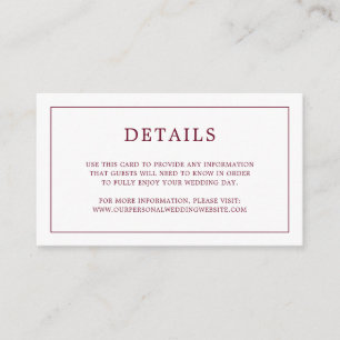 Simple Burgundy Monogram Elegant Wedding Begleitkarte