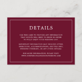 Simple Burgundy Monogram Elegant Wedding Begleitkarte