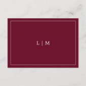 Simple Burgundy Monogram Elegant Wedding Begleitkarte (Rückseite)