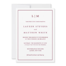 Simple Burgundy Monogram Elegant Wedding