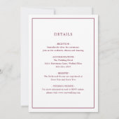Simple Burgundy Monogram Elegant Wedding Einladung (Rückseite)