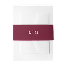 Simple Burgundy Monogram Elegant Wedding Einladungsbanderole