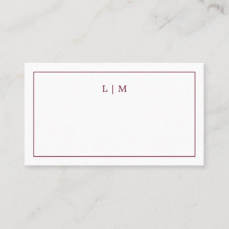 Simple Burgundy Monogram Elegant Wedding Platzkarte