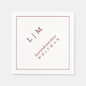 Simple Burgundy Monogram Elegant Wedding Serviette (Vorderseite)
