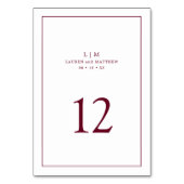 Simple Burgundy Monogram Elegant Wedding Tischnummer (Rückseite)