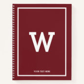 Simple Burgundy Red Initial Monogram Sketchbook Notizblock (Vorderseite)