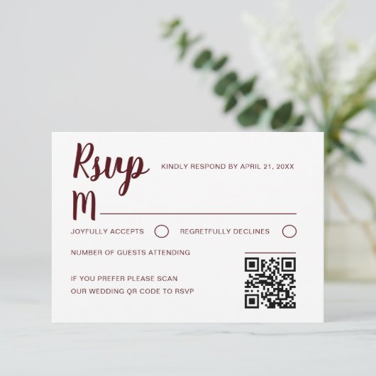 Simple Burgundy RSVP Wedding  (Stehend Vorderseite)